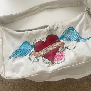 White leather purse